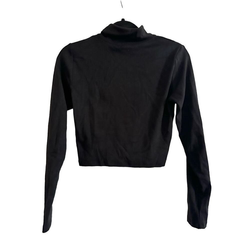 Sunday Best ARITZIA Black Half-Zip Long Sleeve High Neck Crop Top Pullover - M